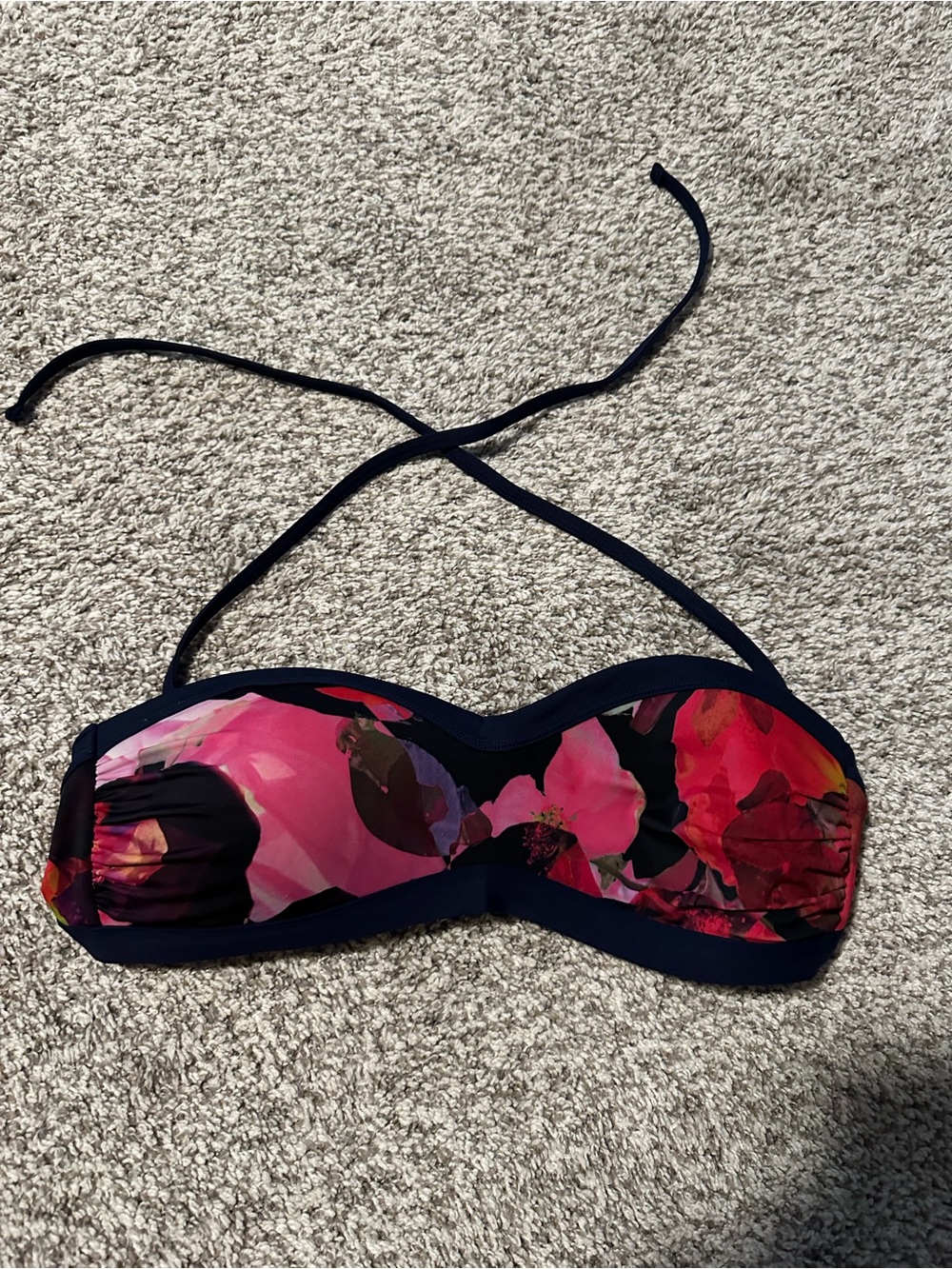 Athleta Navy and Red Bandeau Swim Top